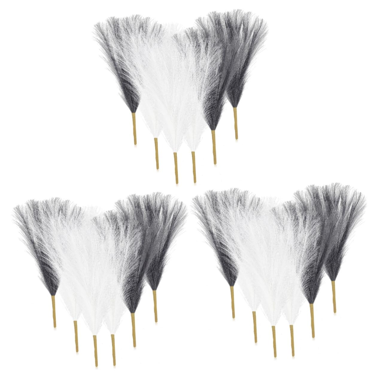 Amosfun 18 Pcs Branches D' Herbe De Pampa Séchée Tige Courte D' Bouquet Pampa Boho Gris Fausse Herbe De Pampa Faux Pompas Floraux Fil De Fer