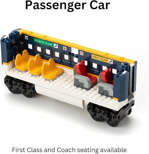 Miniatura 4 de Block Builder Juego de bloques de construcción con control remoto de tren de alta velocidad con estación de tren completo (1532 piezas). Bloques de