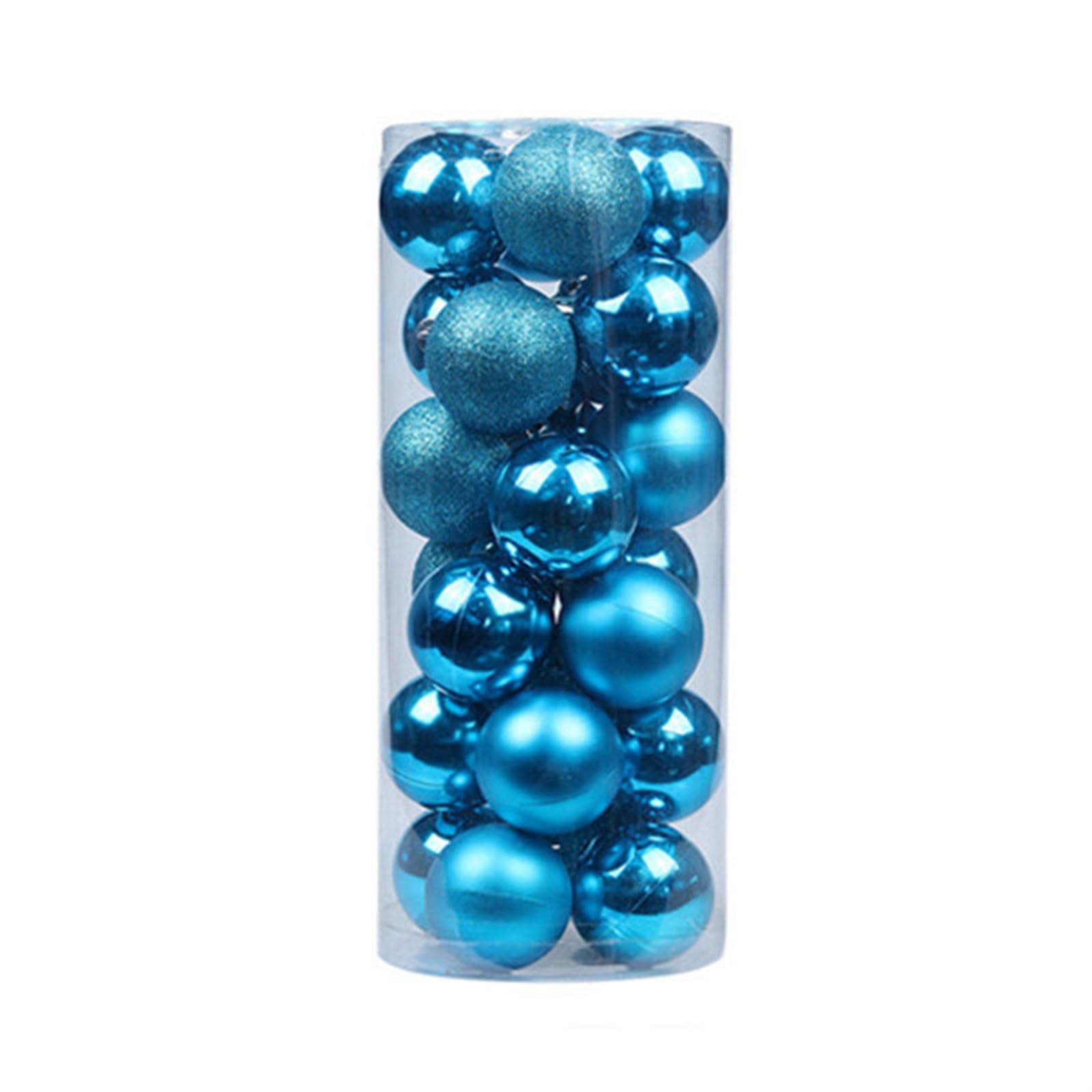 Weihnachtskugeln Weihnachtsdekorationen, 3/4/6/8 cm, 24-teiliges Weihnachtskugel-Set für Weihnachtsbaum, Feiertage, Hochzeitsfeier(Blau,6cm)