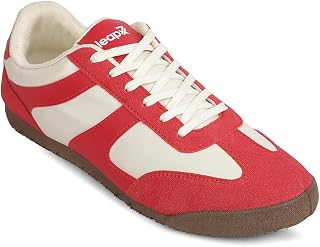 Liberty LEAP7X DECIAN-4E Sneakers for Men - Red & Brown Lace-Up Casual Shoes | Memory Foam Cushioned Insole, Lightweight Low-Profile Sneakers, Walking, College, Travel & Casual Outings