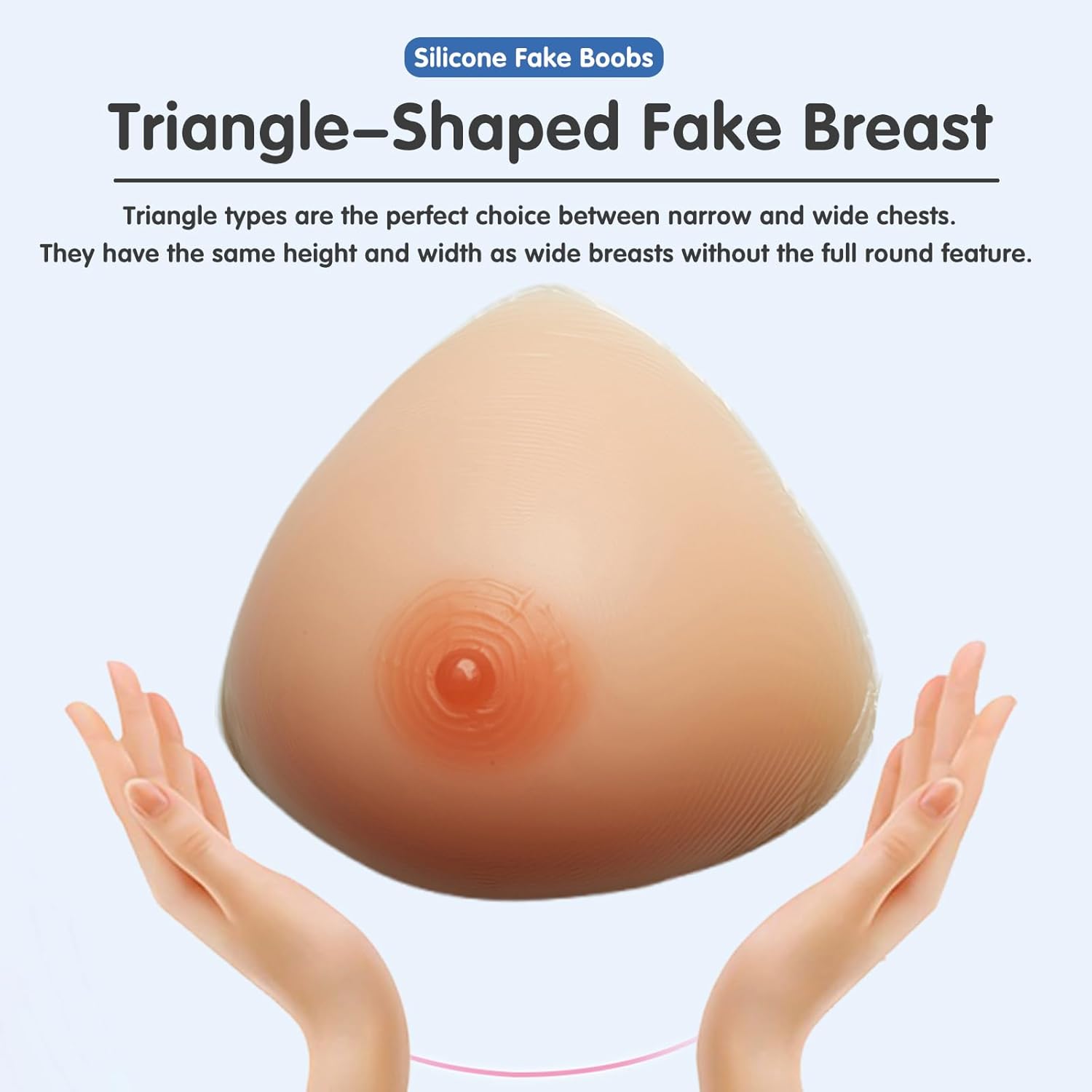 Self-Adhesive Triangle Silicone Breast Forms, Concave Bottom Bra Pad Enhancers For Crossdresser, Transgender, Mastectomy
