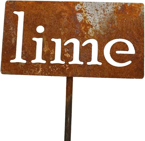 Marcadores de jardín de metal clásicos de 19 pulgadas de alto (lima, naturalmente oxidado)