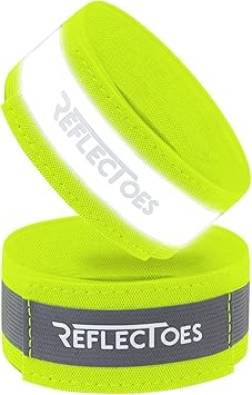 ReflecToes Reflective Bands High Visibility Hi-Vis Straps for Running, Cycling & Walking, Adjustable 5-16" Reflective Gear for Arm, Ankle, Wrist or Leg - 360 Night Safety Reflector
