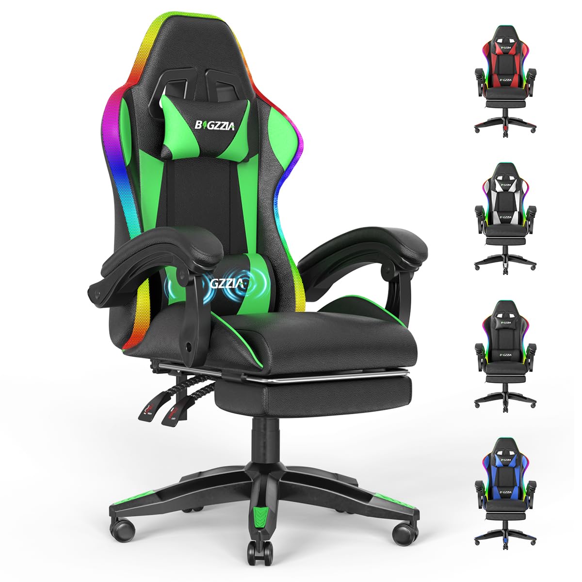 bigzzia LED Gaming Chair with Massage PC Chair for Gamer Gifts