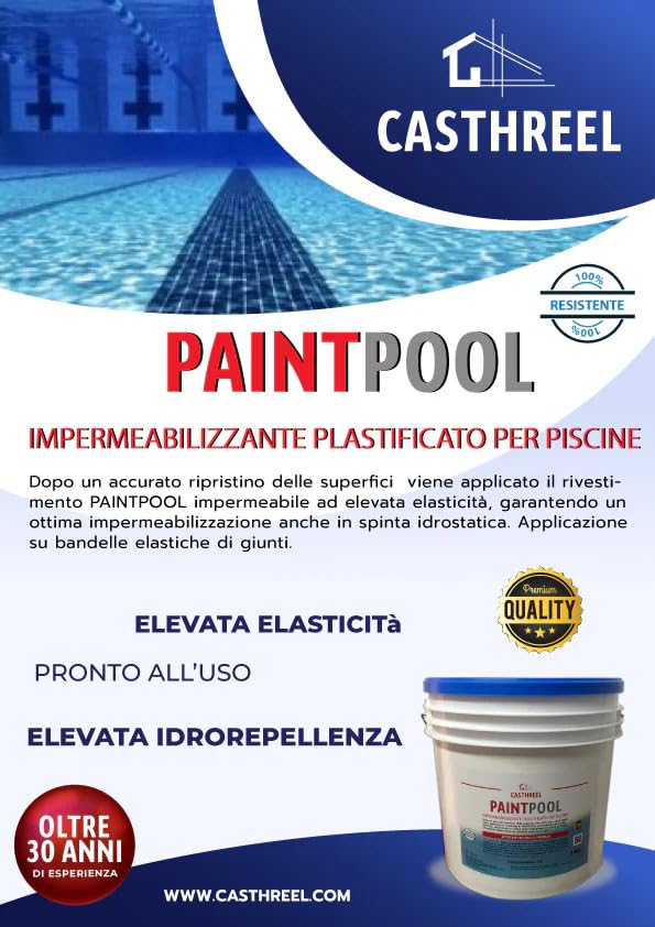 Generico PAINT POOL - VERNICE IMPERMEABILIZZANTE PER PISCINE (Blu marino-Ral 5015, 20KG)