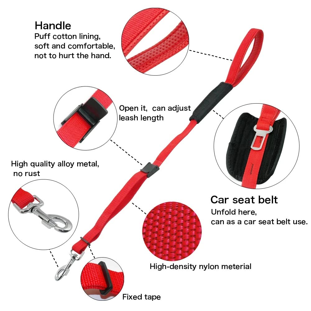 RvPaws Universal Durable Padded Leash Adjustable Nylon Webbing Pet Car Seat Belt for Large Medium Small Dog - Available As Per Color 2
