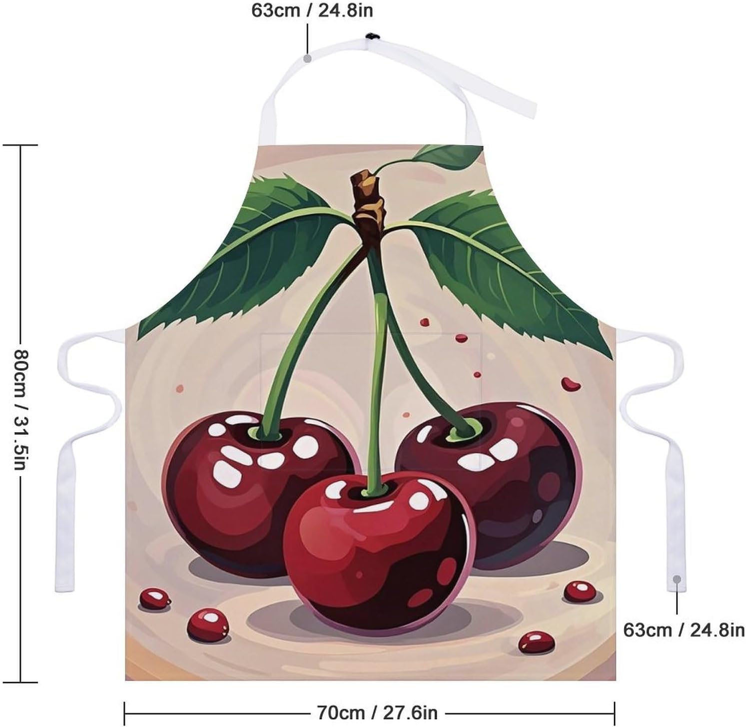 Cherry Fruit Apron for Cooking Kitchen Chef Aprons with Pockets Unisex Professional Adjustable Bib Aprons Restaurant Waterdrop Resistant Apron for Men Women Waiter