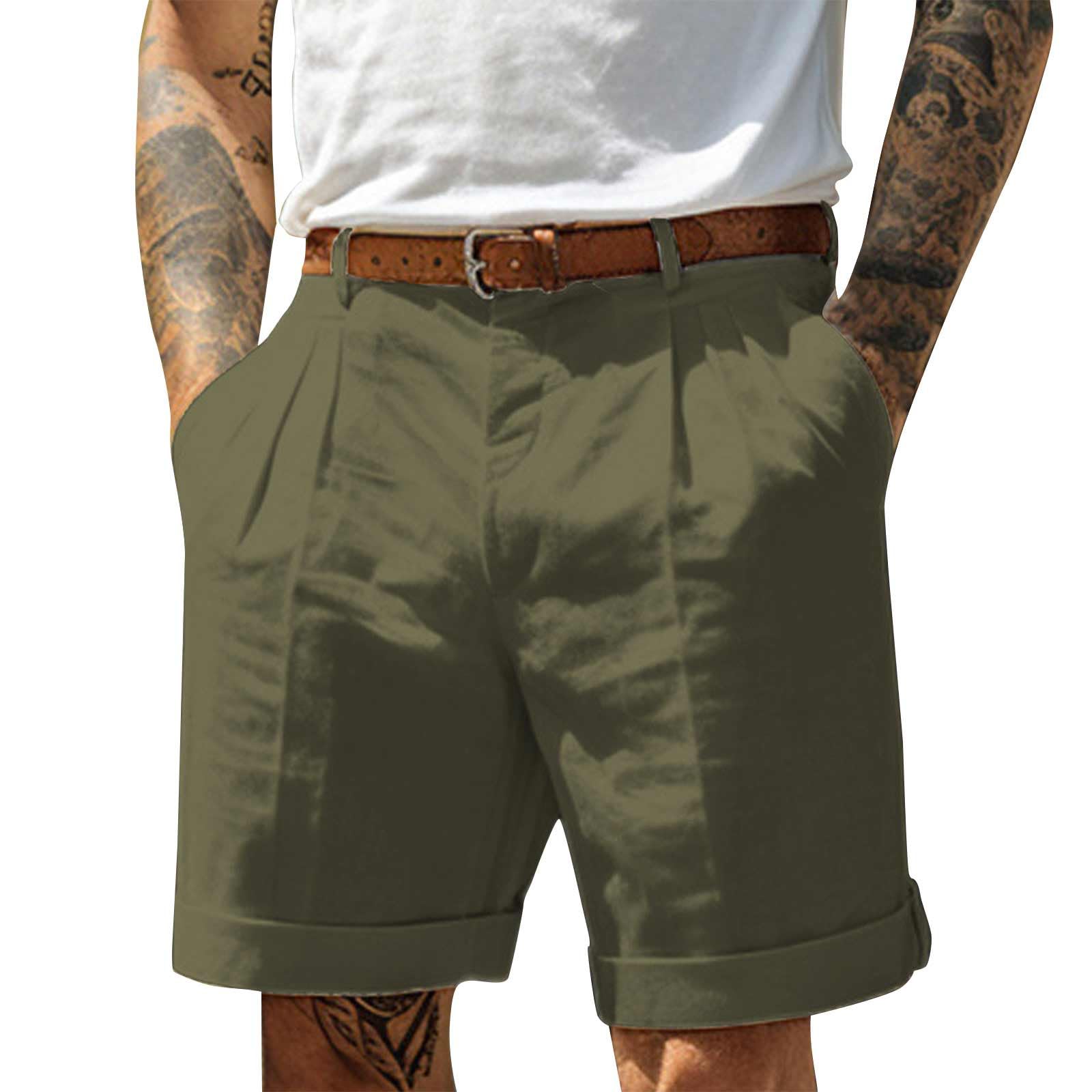 Ymosrh Men's Casual Chino Shorts Pleated Front Short Casual Lightweight Summer Golf Shorts Mens Pants, S-3XL