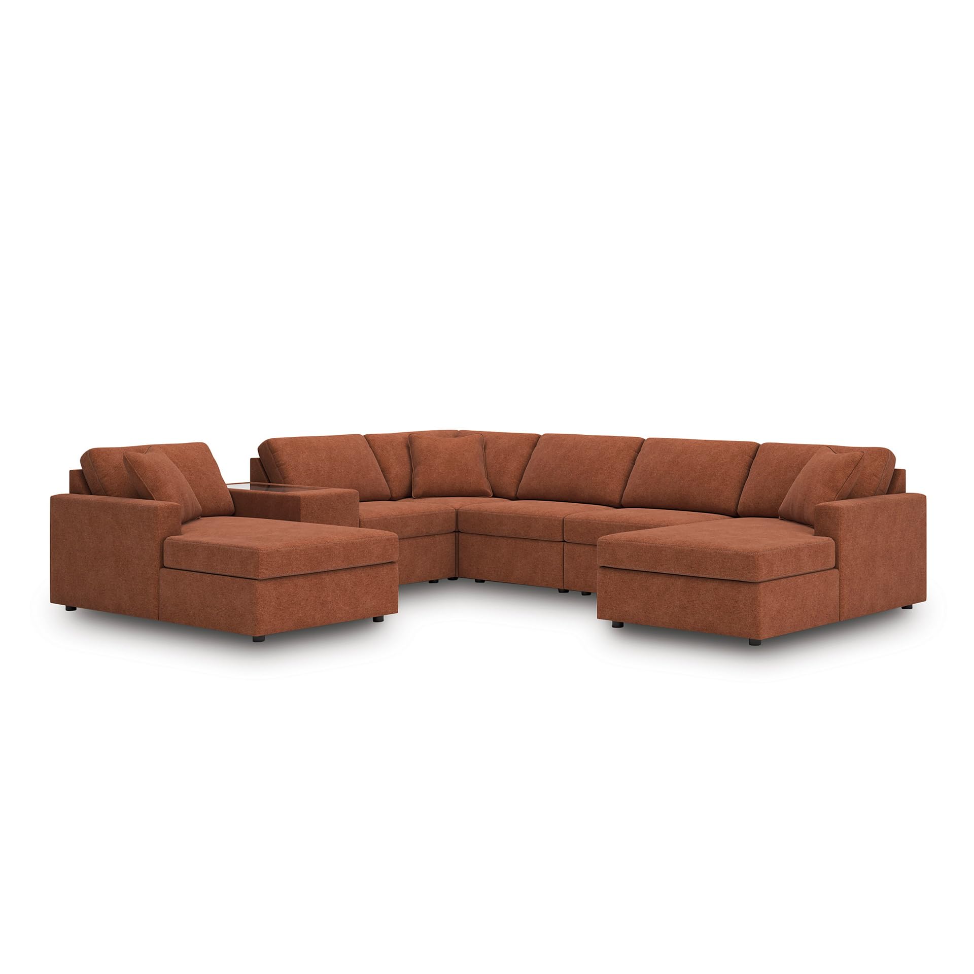 Signature Design by Ashley 7-Piece U Shaped Sectional, Orange