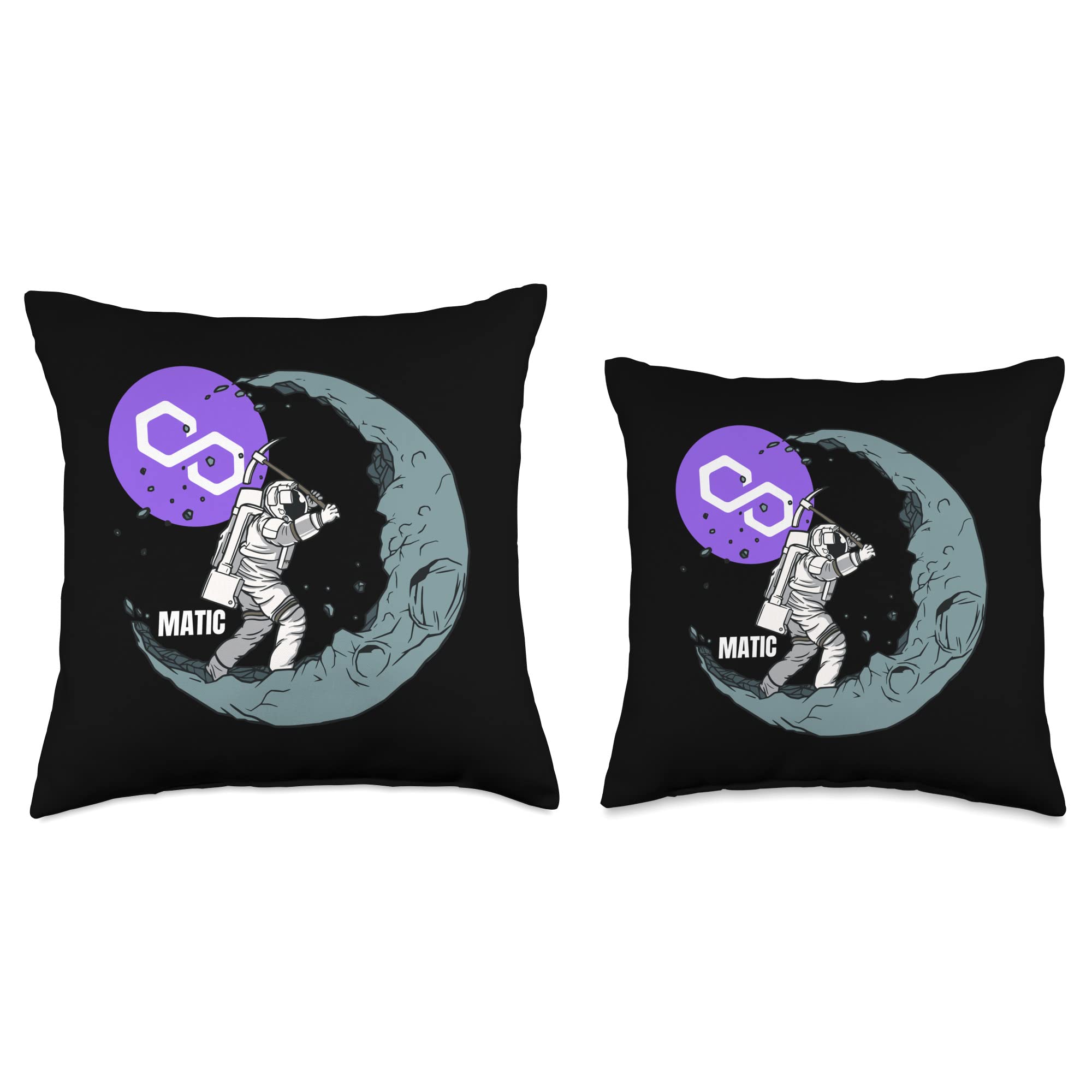 Amazon.com: Polygon MATIC Mining Crypto Moon Man Miner Currency Logo Throw  Pillow : Home & Kitchen