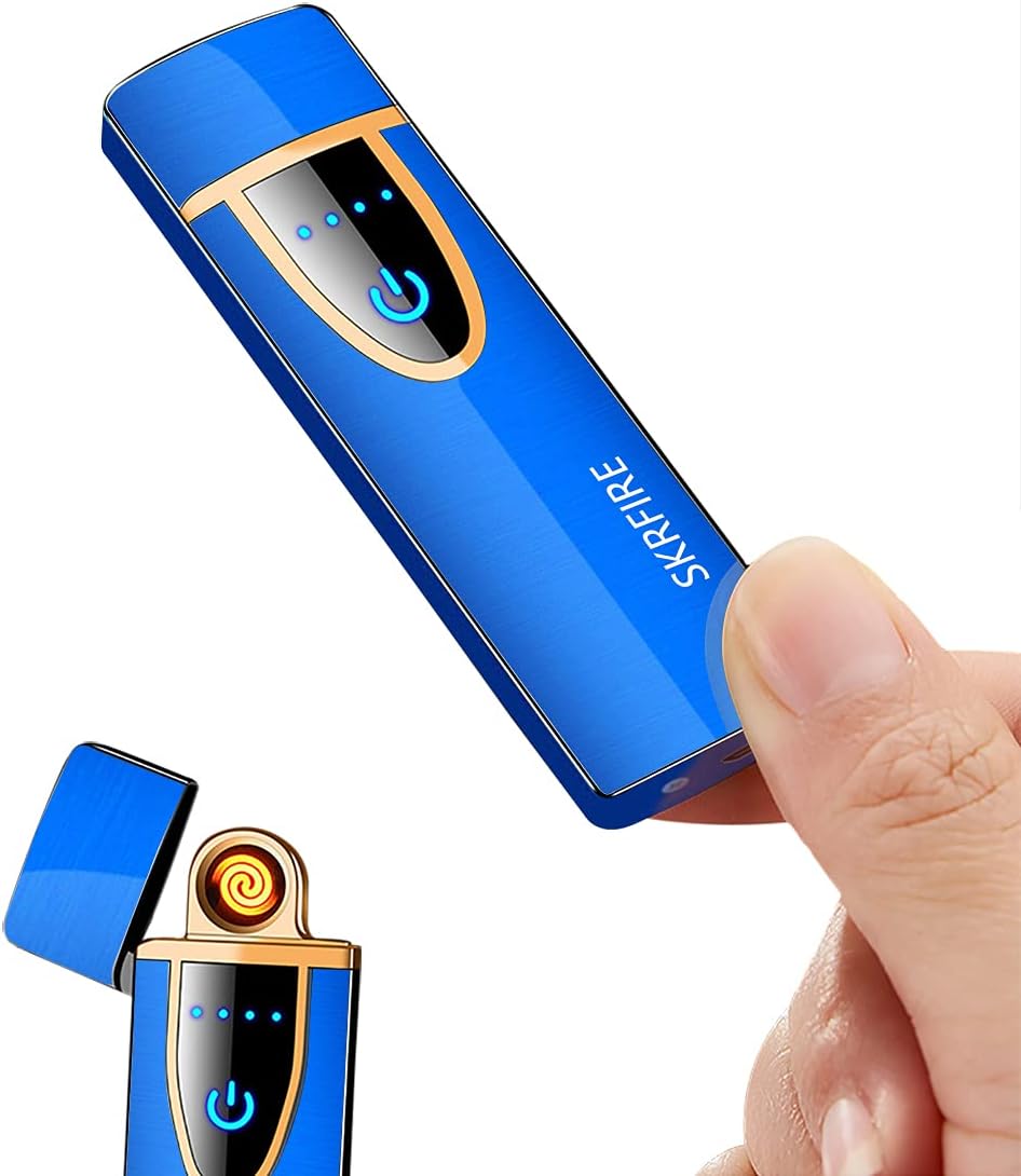 SKRFIRE UltraThin Electric Lighter,Tungsten Turbo Lighter Touch Switch Windproof Lighter