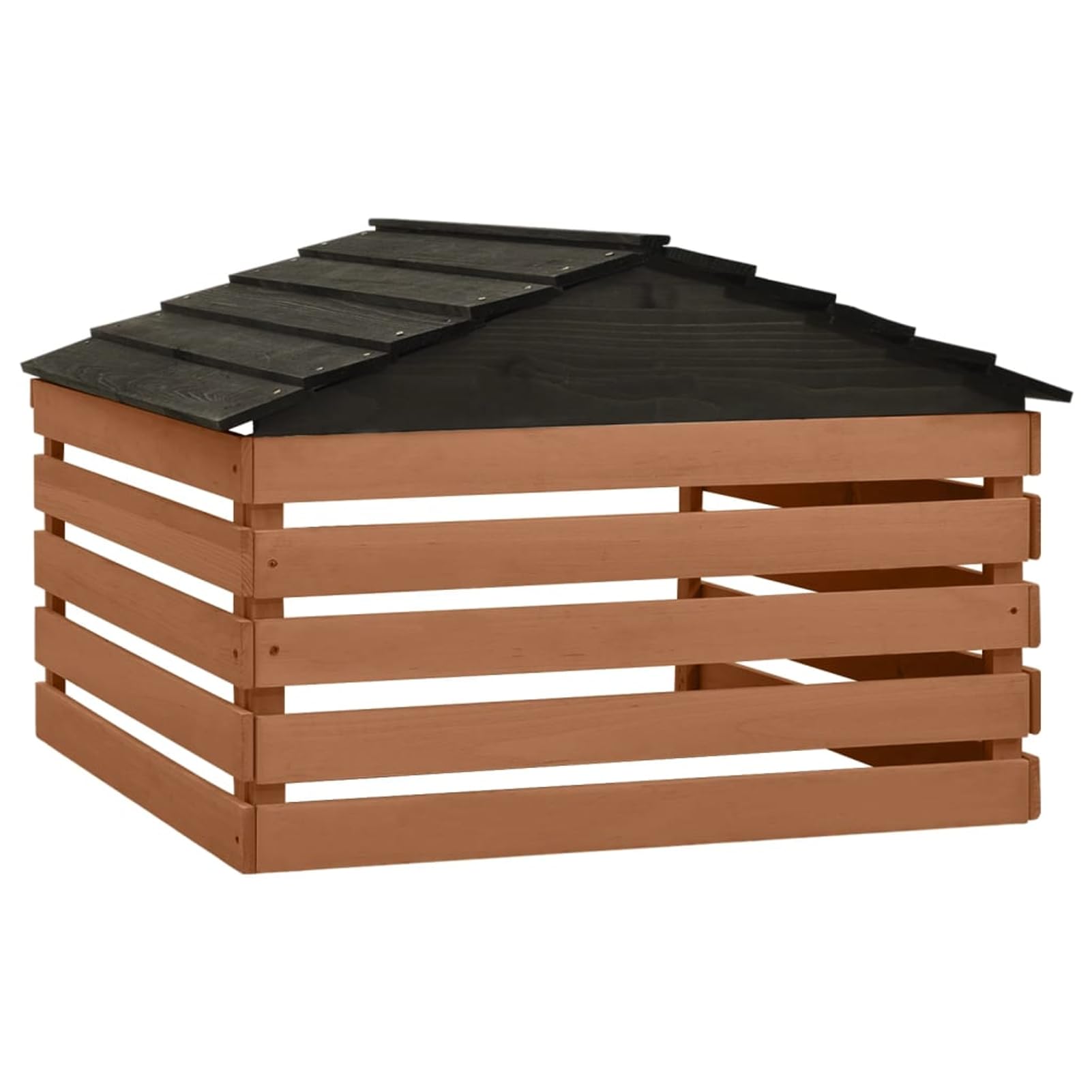 Gecheer Mähroboter-Garage Schwarz und Braun 78x74x54 cm Tannenholz, Mähroboter Garage Rasenmäher Haus für Garten Terrasse Rasen315301