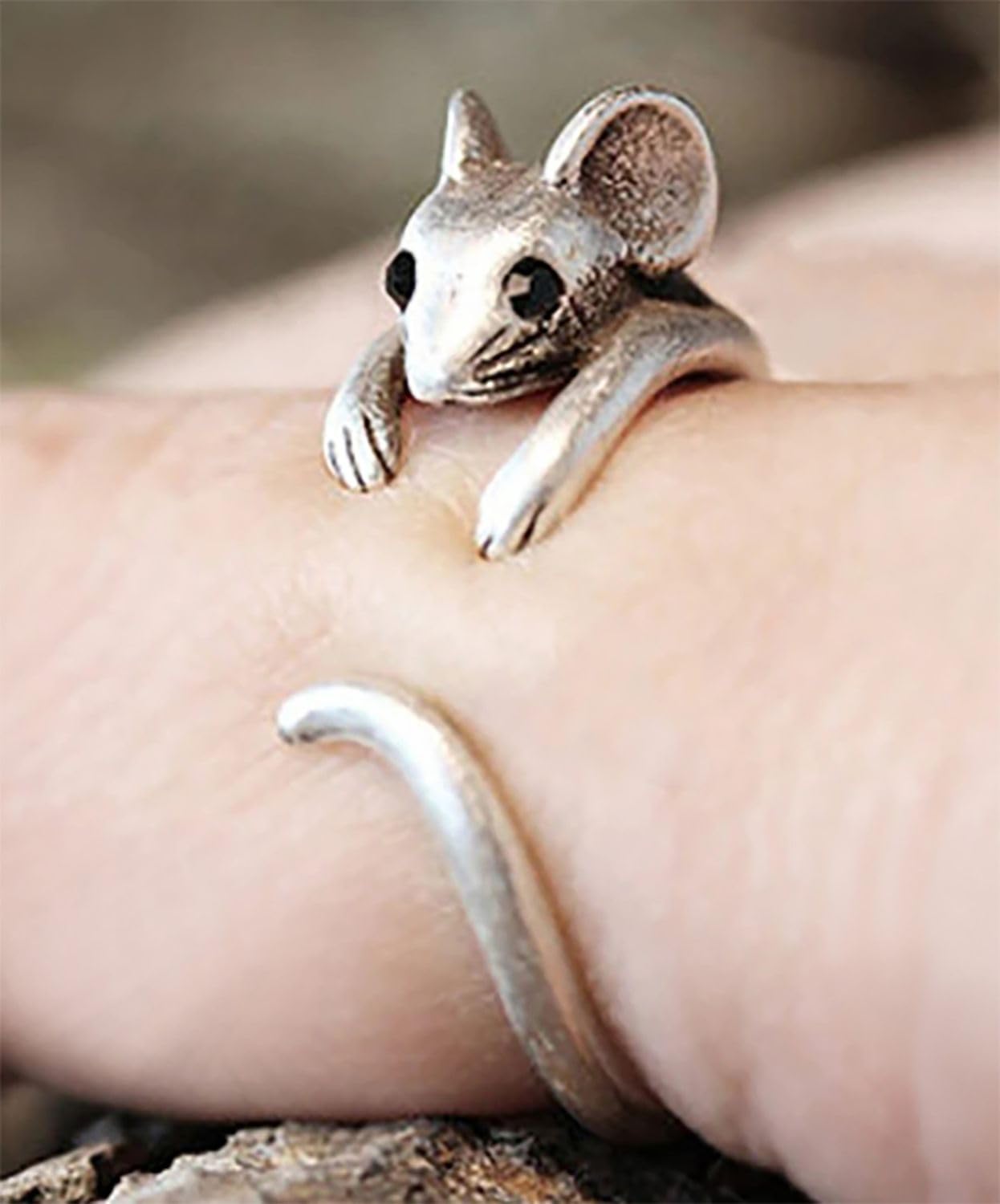 Miniblings Maus Ring Fingerring Mäuse Mäuschen Haustier silber - Origineller Modeschmuck I Fingerring mit Motiv I verstellbar one Size