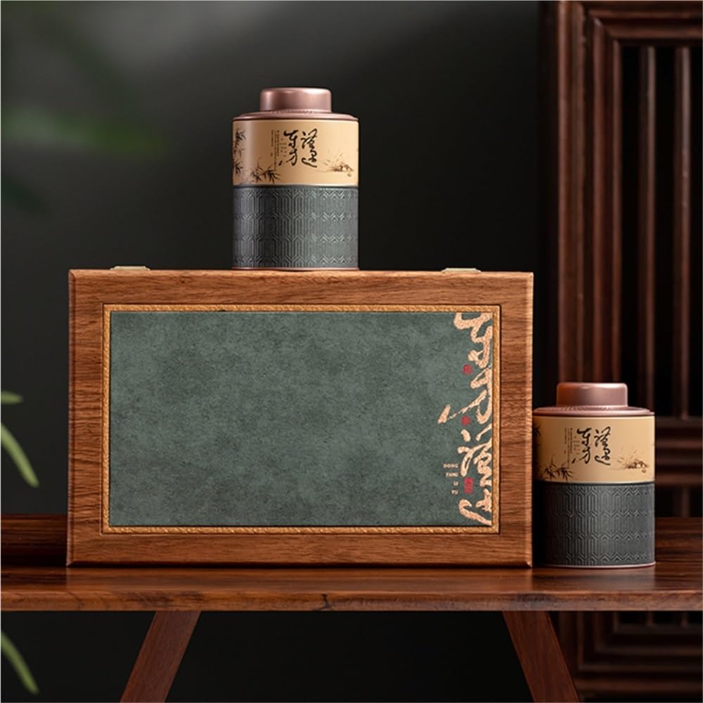 Set Da Tè Contenitore for la conservazione del tè sfuso Barattolo for la casa Cucina Cibo Scatola di latta sigillata Set da tè cinese retrò Set di scatole regalo con doppio barattolo Barattolo Per Con