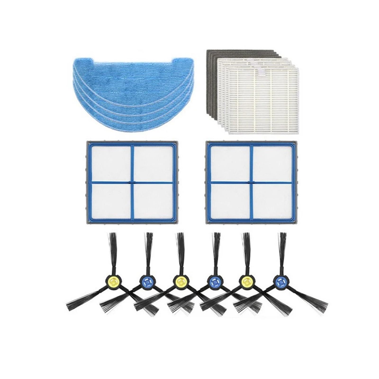 Roboter-Seitenbürste, Wischtuch, HEPA-Vorfilter, kompatibel mit AMIBOT Animal XL H2O Connect ILIFE V8s Roboter-Staubsauger, Teilezubehör(Set 1)