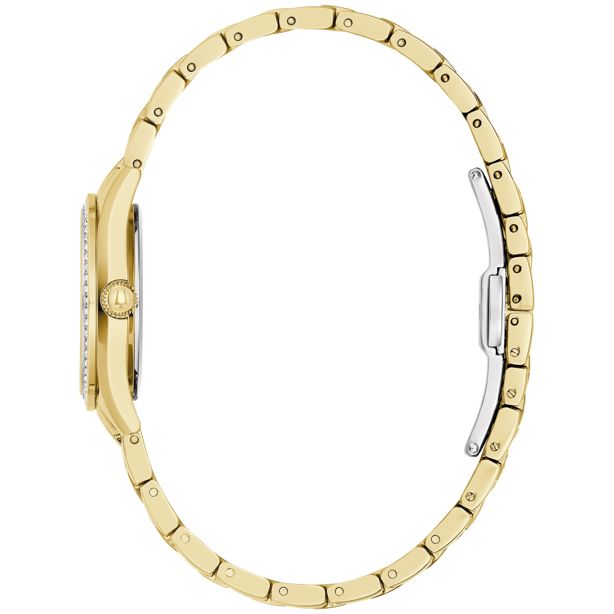 Bulova 98L306 - Reloj de pulsera con esfera de nácar de cristal y tono dorado, 28,5 mm, 98L306, Oro, 9 inches, Moderno