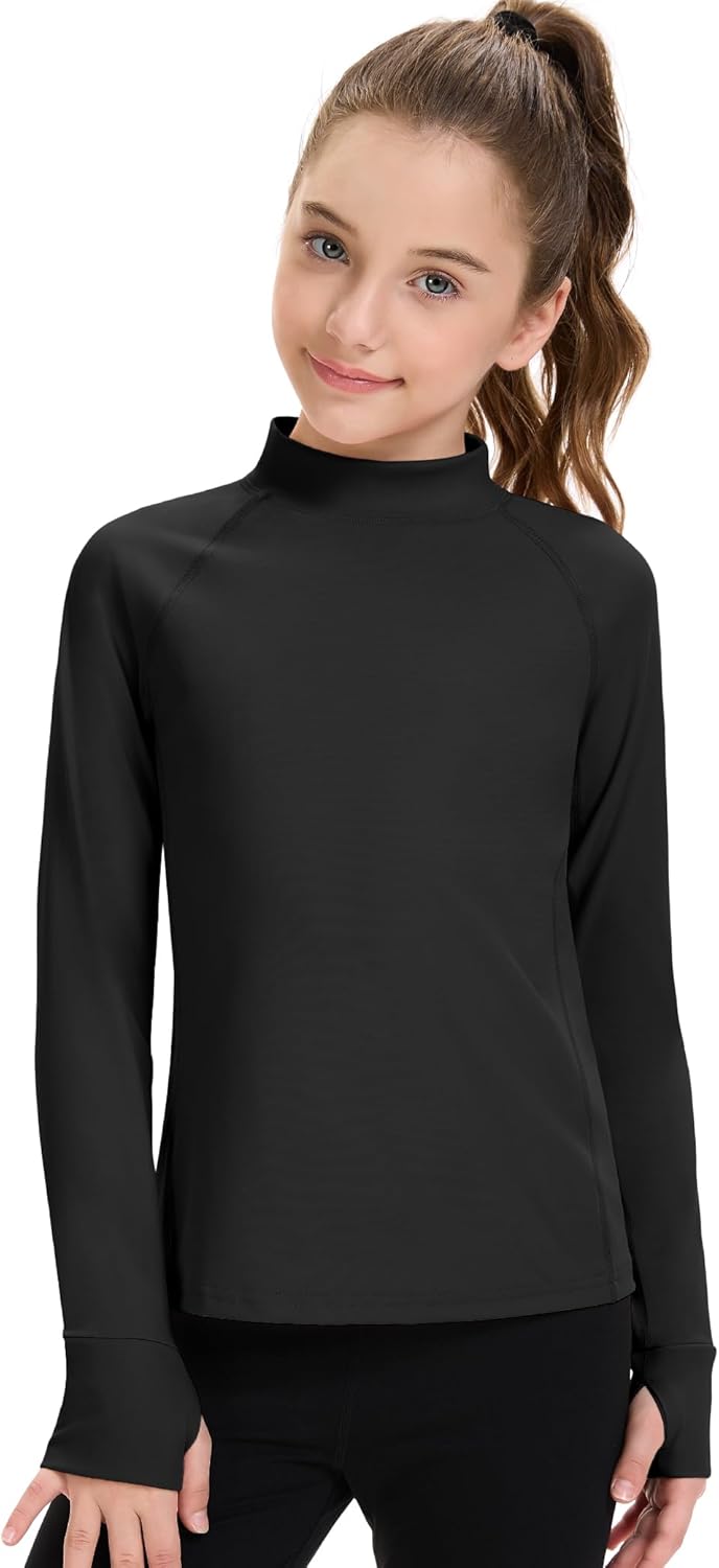 HASMES Girls Long Sleeve Shirt Kids Turtleneck Athletic T-Shirt Sports Activewear Yoga for Teens(Age 7-14) - Image 7