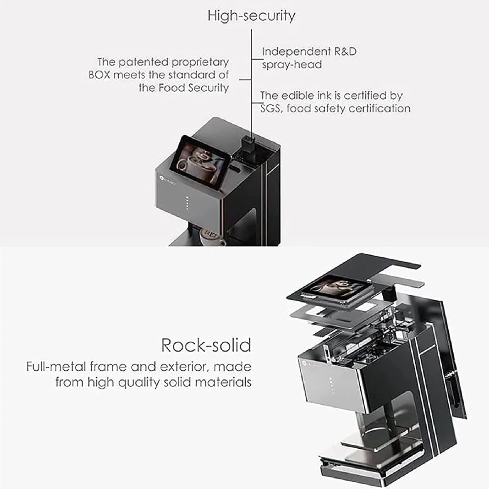 Impresora de arte 3D, inyección de tinta digital, impresión de fotografías con WIFI, pantalla táctil, impresora de arte latte 3D, carga de fotos con WiFi digital, 27 cm x 34 cm x 41 cm