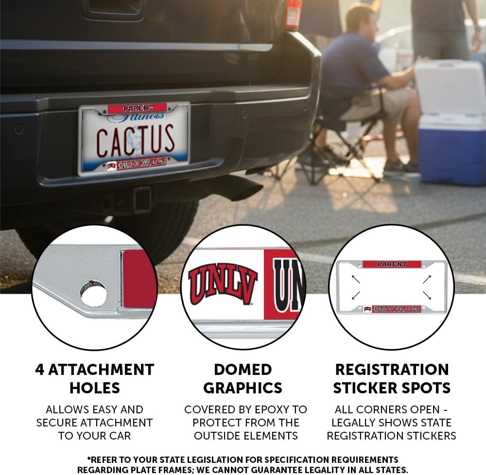 Desert Cactus University of Nevada Las Vegas Car Accessories UNLV Rebels Metal License Plate Frame and Tag Holder for Front or Rear of Car (Parent)