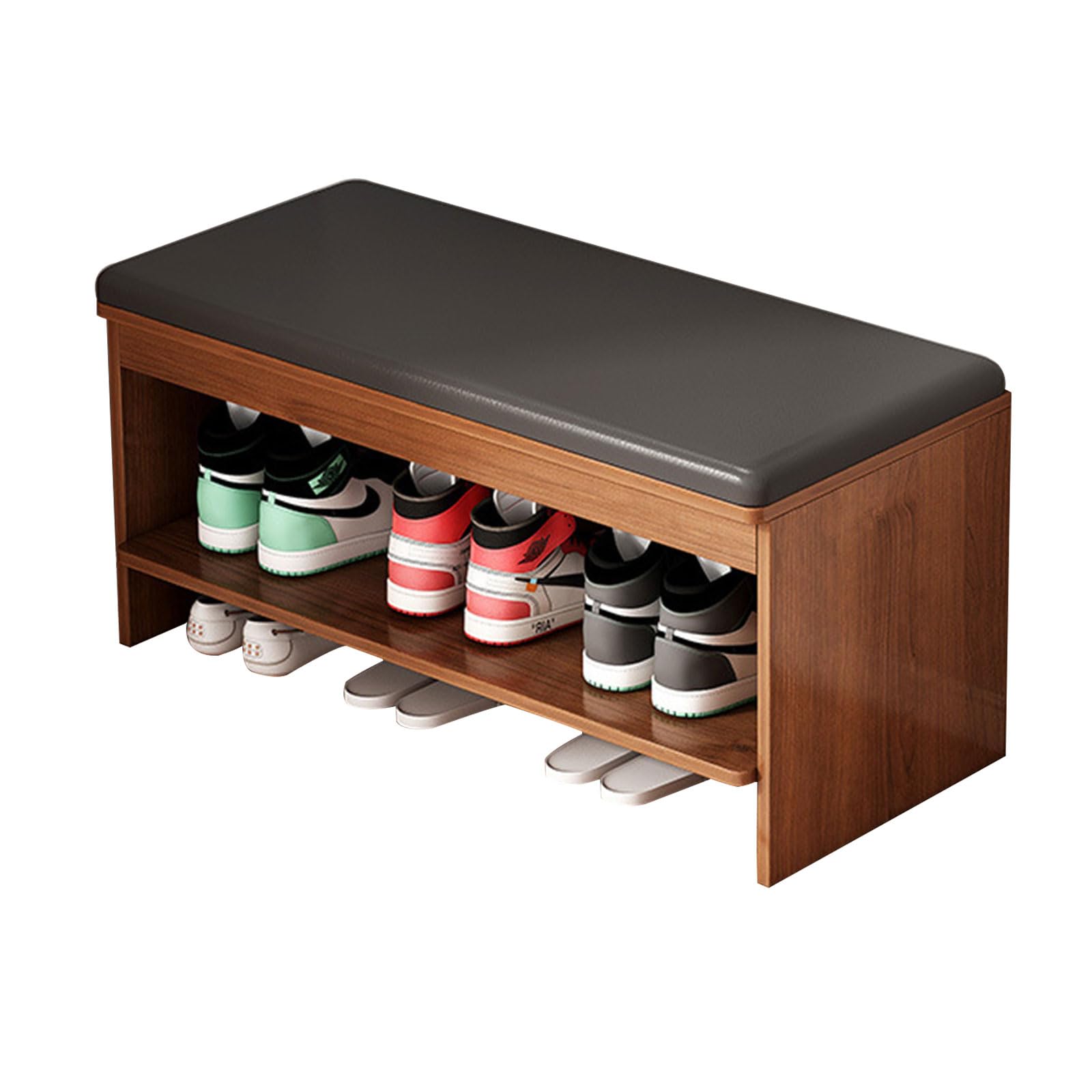 Tabouret pour entrée avec meuble de rangement pour chaussures intégré à la porte