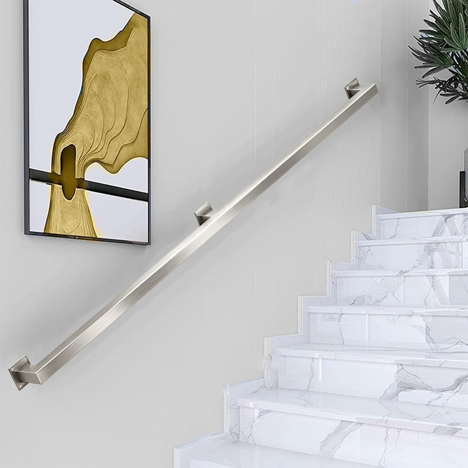 Drsyffsup Stainless Steel Handrail, 60cm 100cm 1.2m 1.5m 2.4m 330cm 3.9m 4.5m 5.7m Stair Railing Wall Mounted Staircase Banister Hand Rails, Suitable for Indoor/Outdoor Use(13ft/3.9m)
