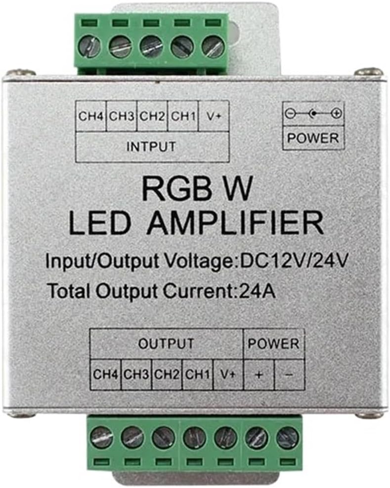 アルミケース 4 チャンネルアンプ DC 12V 24V 入力、24A 電流 3528 5050 SMD RGBW LED ストリッ