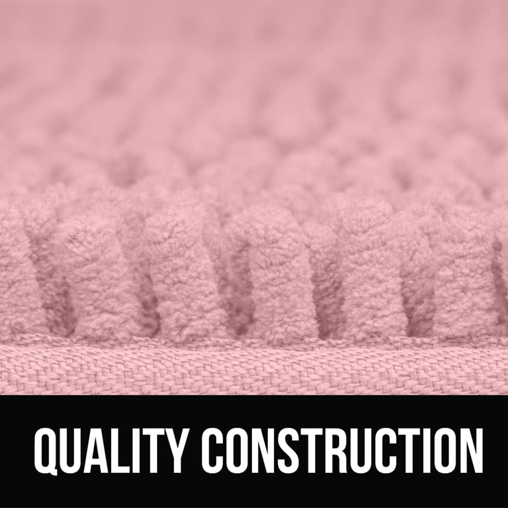 KANGAROO Bathroom Rugs, Chenille Soft Absorbent Bath Rug, Shaggy Shower Mat, Quick Dry Machine Wash Bathmat, Plush Carpet Mats for Tub, Bathtub and Room Home Decor Accessories, 30x20, Light Pink