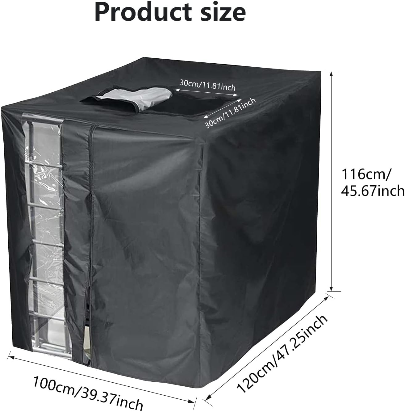 IBC Bâche Réservoir d'eau, IBC Bache Cuve 420D Avec zip et cordon de serrage, 1000L Bâche Couverture Réservoir |Anti-poussière Anti-UV Anti-Pluie 120 x 100 x 116 cm Noir