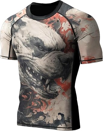 Rash Guard for Men BJJ, Compression Shirts Short Sleeve Activewear Cotton Spandex