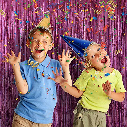 Image of Party Propz Pink Foil Curtain for Decoration - Set of 3 Pcs Pink Foil Curtain for Birthday Decoration | Party Decoration Items | Foil Fringe Curtain