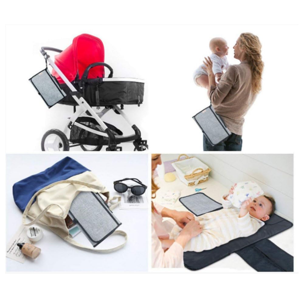 Oaygat Portable Baby Changing Mat Nappy Changing Mat Foldable Travel Changing Mat with Storage Pockets Waterproof Portable Travel Pad Station Portable Multipurpose Diaper Changing Pad for Baby Newborn - Image 2