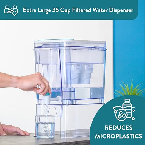 Miniatura 2 de Perfect Pour XL Elite - Dispensador de filtro de agua de 35 tazas para refrigerador de Aqua Optima, reduce los microplásticos, sin BPA, certificado