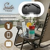 Vista 7 de Sillón ajustable de gravedad cero con tela de malla de acero: silla de césped reclinable con almohada cómoda, bandeja portavasos, y posiciones