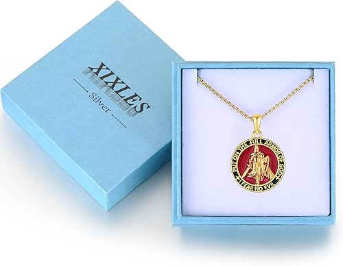 Vista 261 de Collar con colgante de plata de ley 925 con medalla de San Patrón, joyería religiosa para hombres y mujeres, con cadena de acero inoxidable 316L