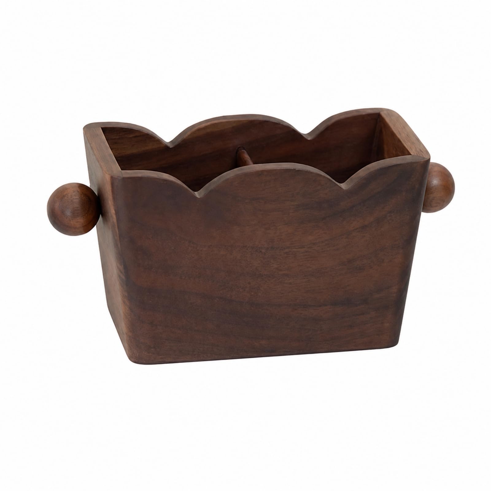 predolo Organizador Escritorio Madera Maciza Organizador con Dos Compartimentos Resisn Caja Organizadora Madera Maciza sin Tapa, Marrón Oscuro