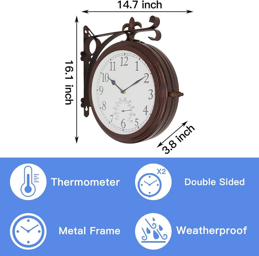 Amazon.com: BESTIME 66276A Double Sided Metal Wall Clock with