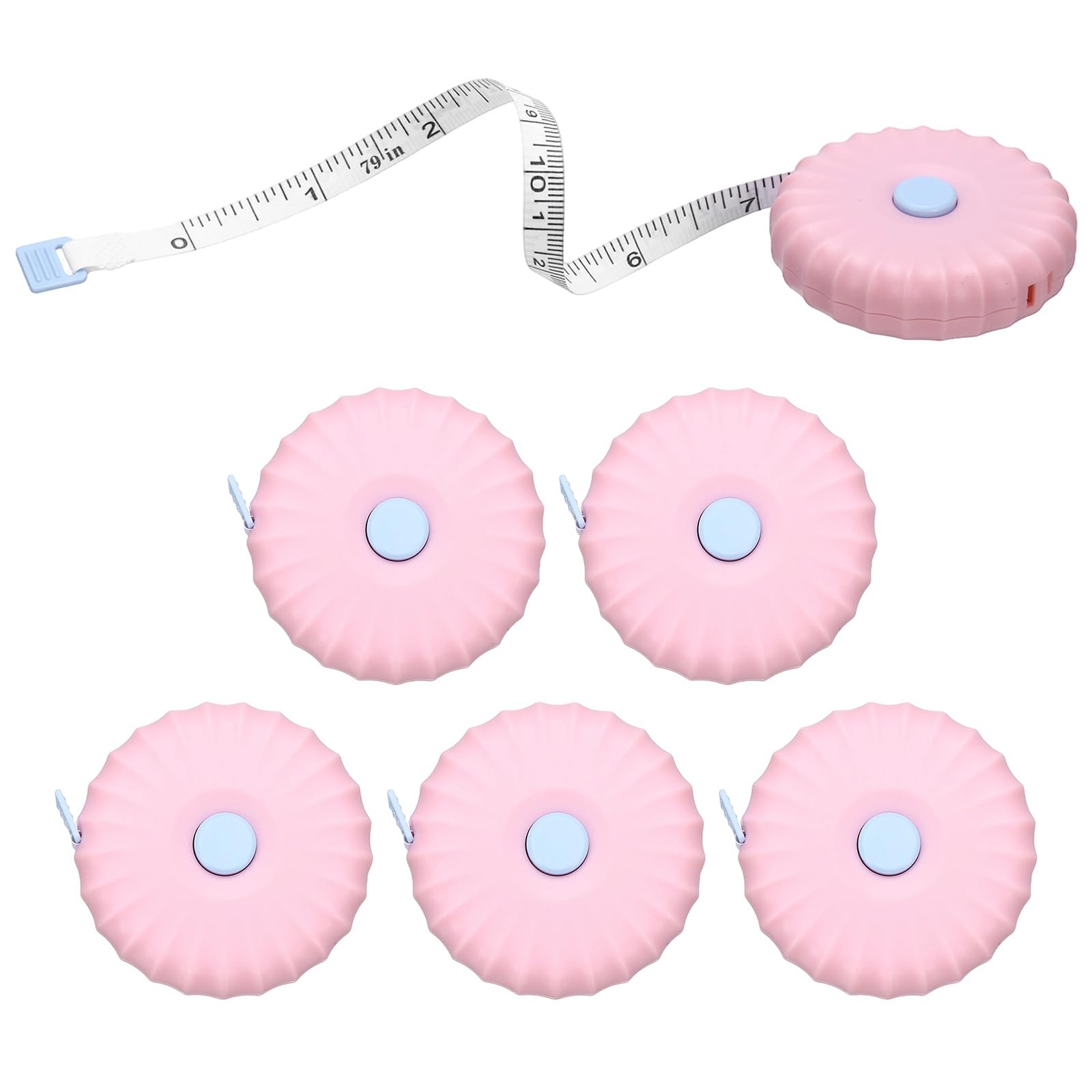 sourcing map 6Pcs Soft Tape Measure 200cm/79" Double Scale Retractable Mini Cartoon Measuring Tape Cute Tape Measurer for Sewing Craft Cloth Fabric Tailor Weight Loss Body Measurements, Pink