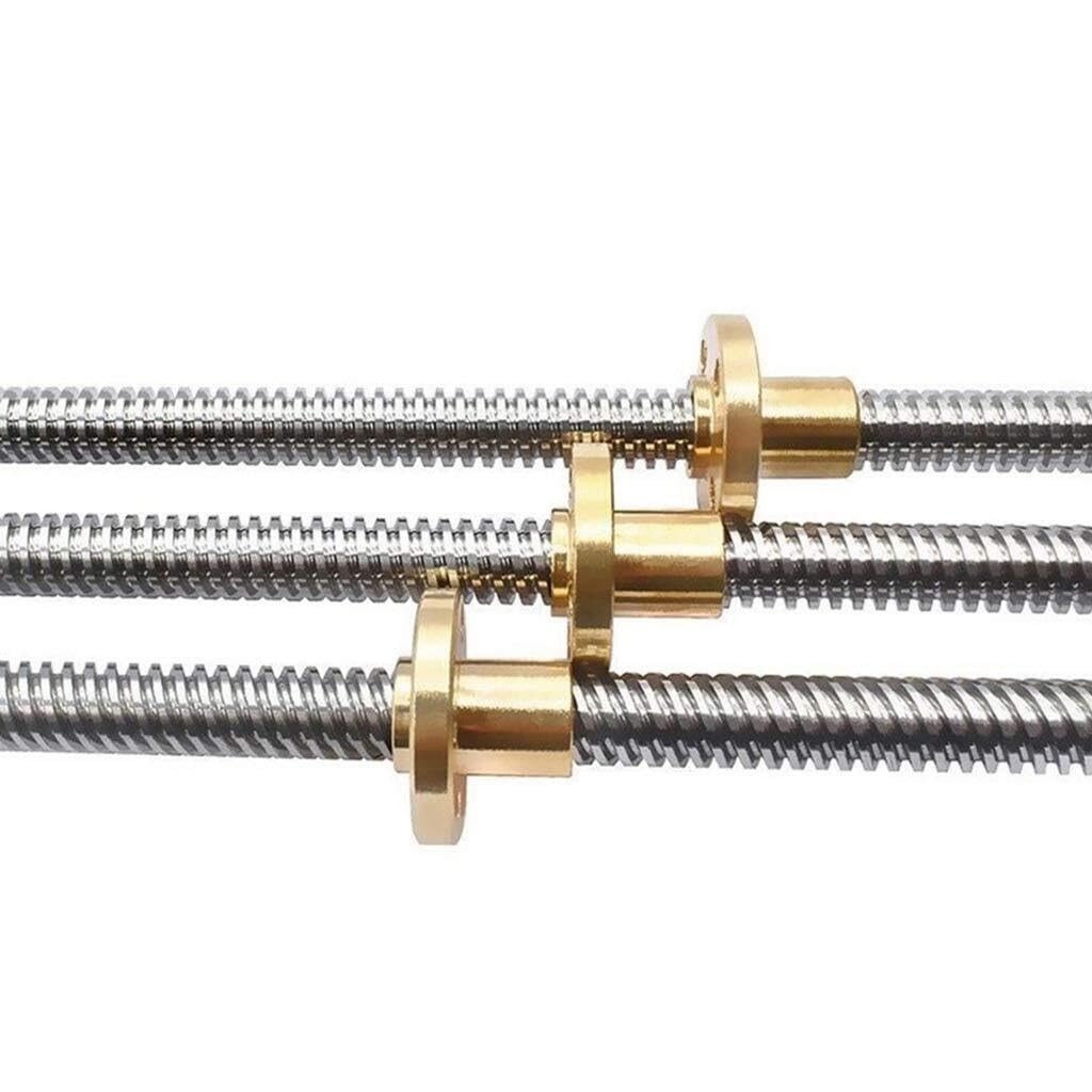 Linearer Schieberegler, 1 Stück T8 Leitspindel, Durchmesser 8 mm Steigung, 2 Trapezspindel-Gewindestange mit Messing-Kupfer-Muttern(500mm)