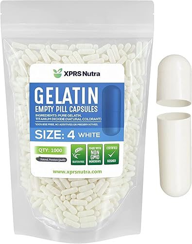 Miniatura 10 de XPRS Nutra Cápsulas vacías de tamaño 4  100 cápsulas pequeñas de gelatina vacías  Cápsulas vacías de píldoras  Relleno de cápsulas de bricolaje