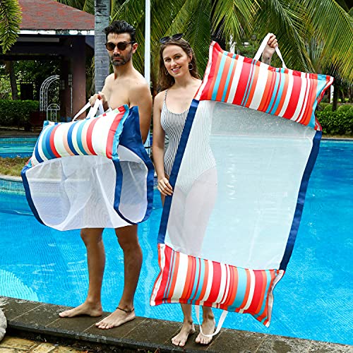 Finduwill Inflatable Pool Float, 2-Pack Xl Soft Fabric Multi-Purpose Inflatable Water Hammock (Saddle, Lounge Chair, Hammock, Drifter), Xl (Longer/Wider) Pool Lounge For Adults #TOP3