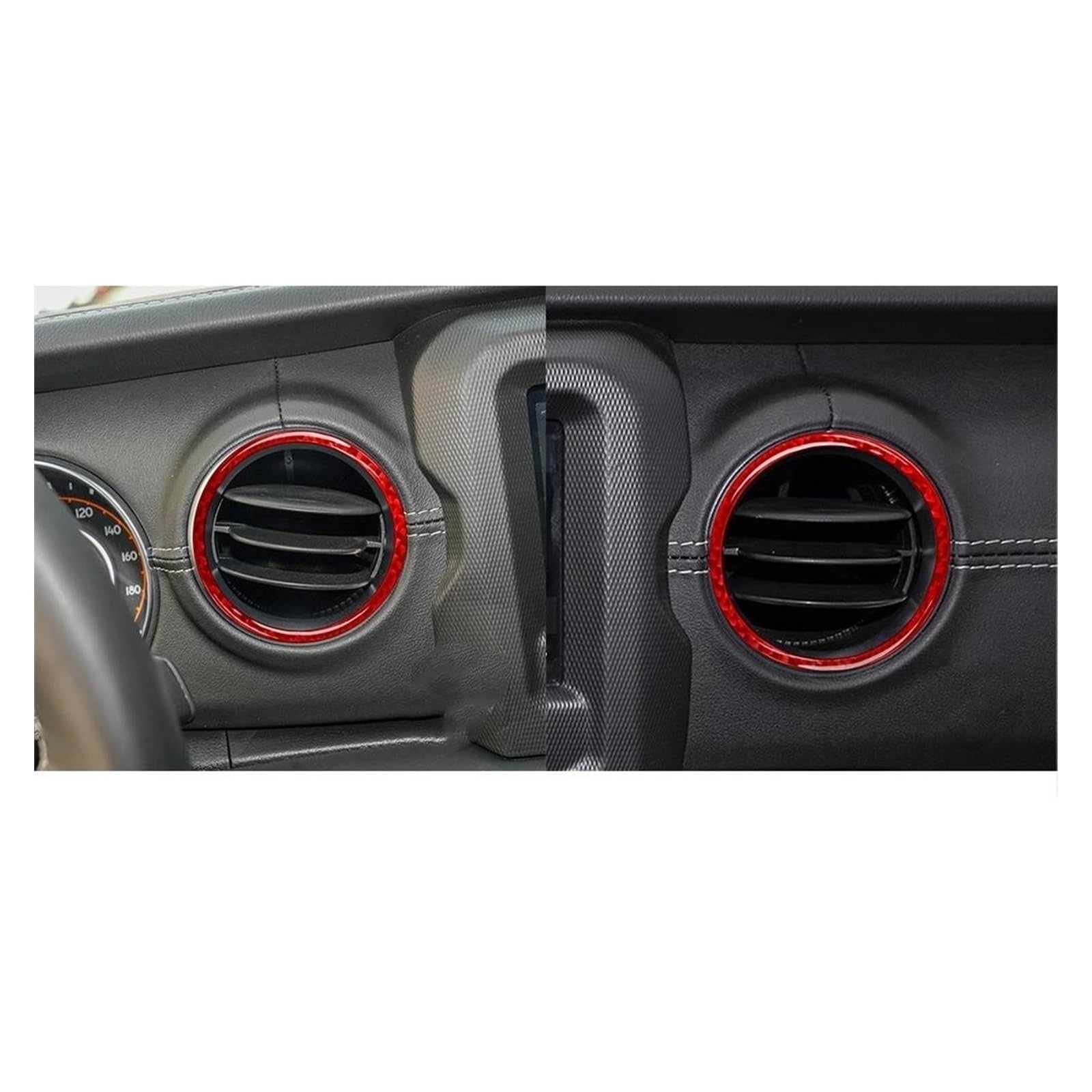 Avvolgimento bracciolo console centrale auto Uscita aria strumento auto per rivestimento anello effetto carbonio adesivo decorazione accessori interni per Gladiatore 2020-2023(Rosso,A)