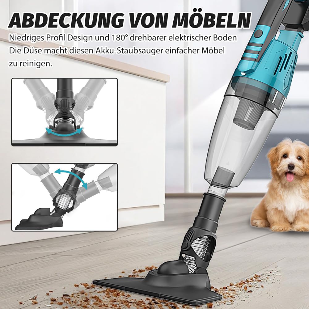Handstaubsauger 10000Pa,Ersatz für Makita 18V Akku,Mini Handstaubsauger Auto 140W,Bürstenloser Motor,mit 2X 3.0AH Akku und Waschbar HEPA-Filter,für Auto Haus Büro, Tierhaare
