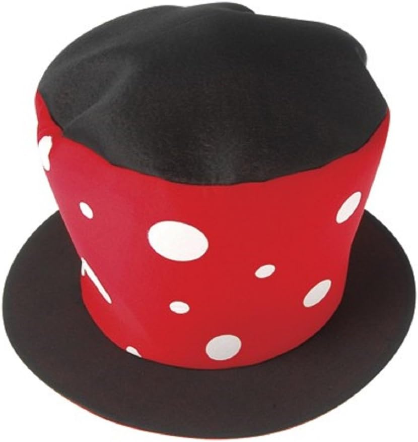Adult Size Red Top Flared Polka Dot Clown Hat