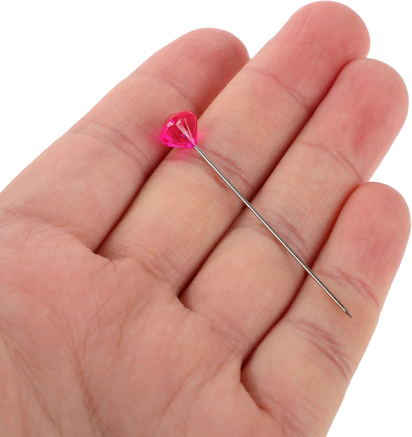 100pcs Crystal Diamond Straight Pins for Sewing and Scarf Jewelry Brooches, Medium Size 8 * 51mm, Wedding Bouquet and Dressmaker Head Pins for Bridal Accessories and DIY Craft