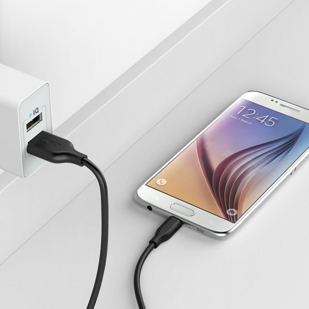 Anker Powerline Micro USB (10ft) - Charging Cable, with Aramid Fiber and 5000+ Bend Lifespan for Samsung, Nexus, LG, Motorola, Android Smartphones and More (Black)