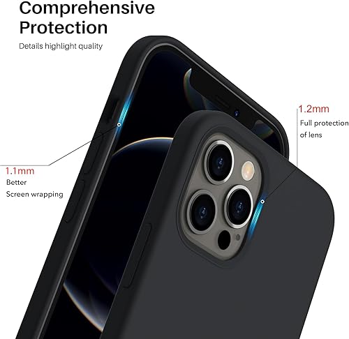 Miniatura 4 de ORNARTO Funda compatible con iPhone 12 y iPhone 12 Pro, de silicona líquida delgada de 3 capas, cubierta completa, de gel suave, de goma de 15,5 cm