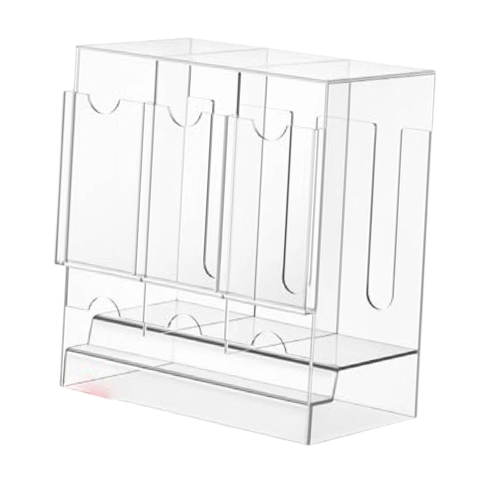 Distributeur de Boosters Vitrine Cartes Organiseur Présentoir Boîte Rangement Acrylique Stabilité Quotidienne et Compartiments Adaptés Au Bure, Transparent, 3 Emplacements