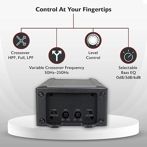 Miniatura 4 de Rockville PS20 150W RMS Amplificador Bluetooth de 2 canales, IP65 impermeable, clase D, ecualizador de graves, compacto, fácil de instalar, para