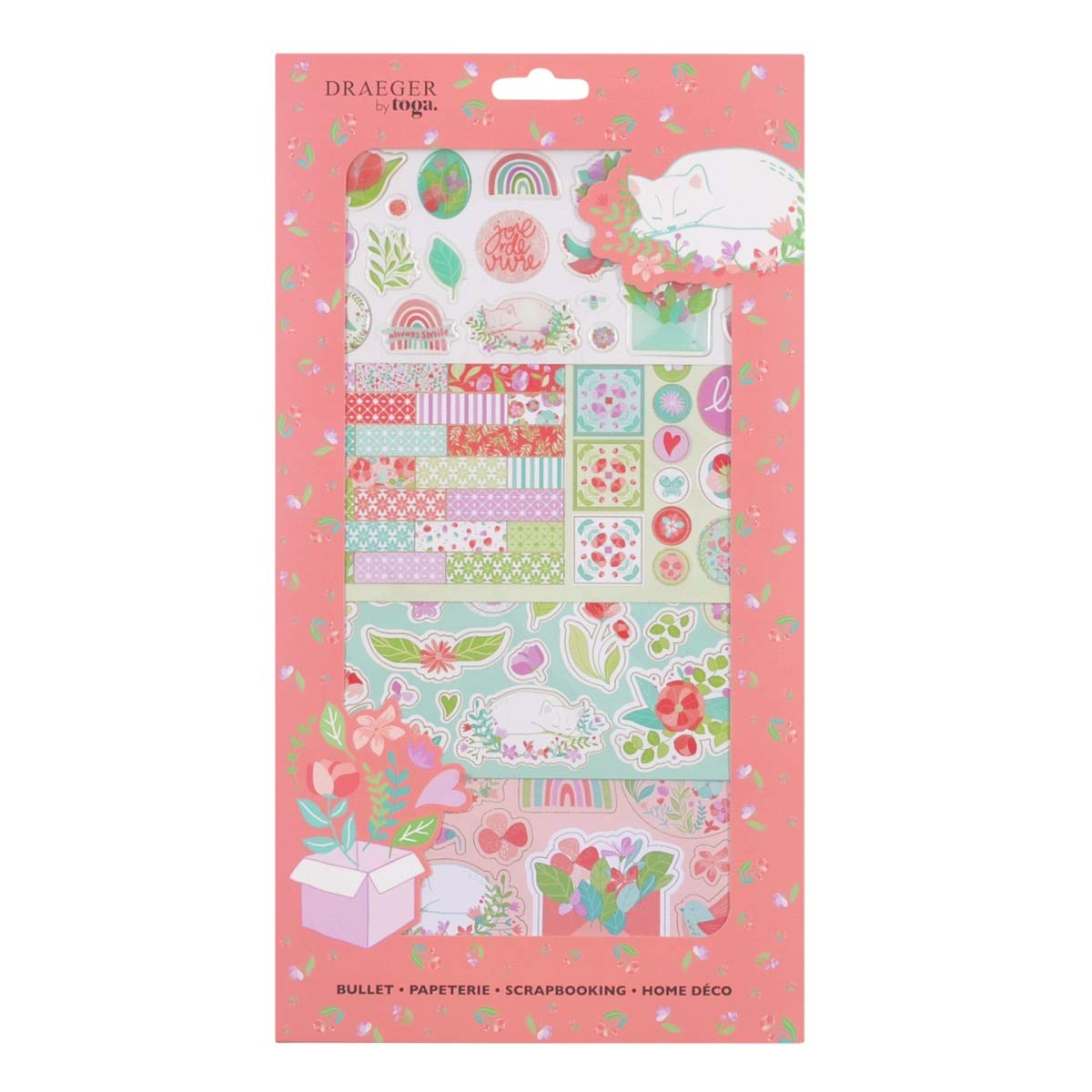 DRAEGER PARIS 1886 Pegatinas, Rosa Y Verde, 17 x 31 cm