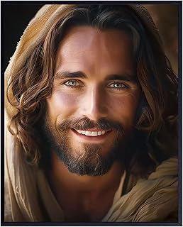 Jesus Portrait Wall Art Print - 11x14 Christian Canvas Art - Inspirational Religious Home Decor - Modern Spiritual Artwork for Living Room Bedroom - Picture of Christ - Premium Quality - Unframed